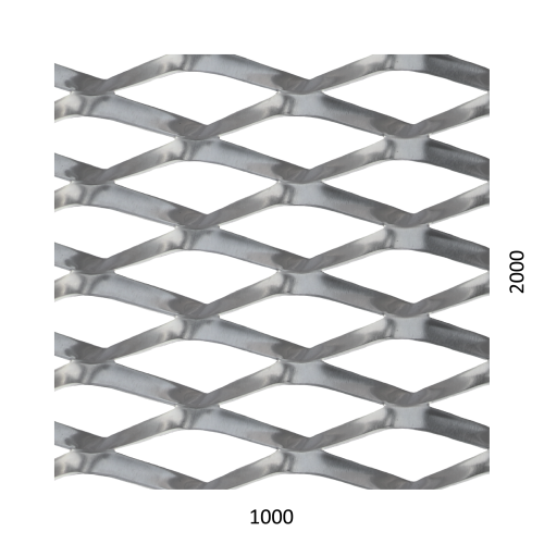 ťahokov Al, kosoštvorcové oko: 85x35mm, mostík: 11mm (1000x2000x1,5mm), orientácia oka: rozmer oka 85mm je rovnobežný s rozmerom tabule 1000mm